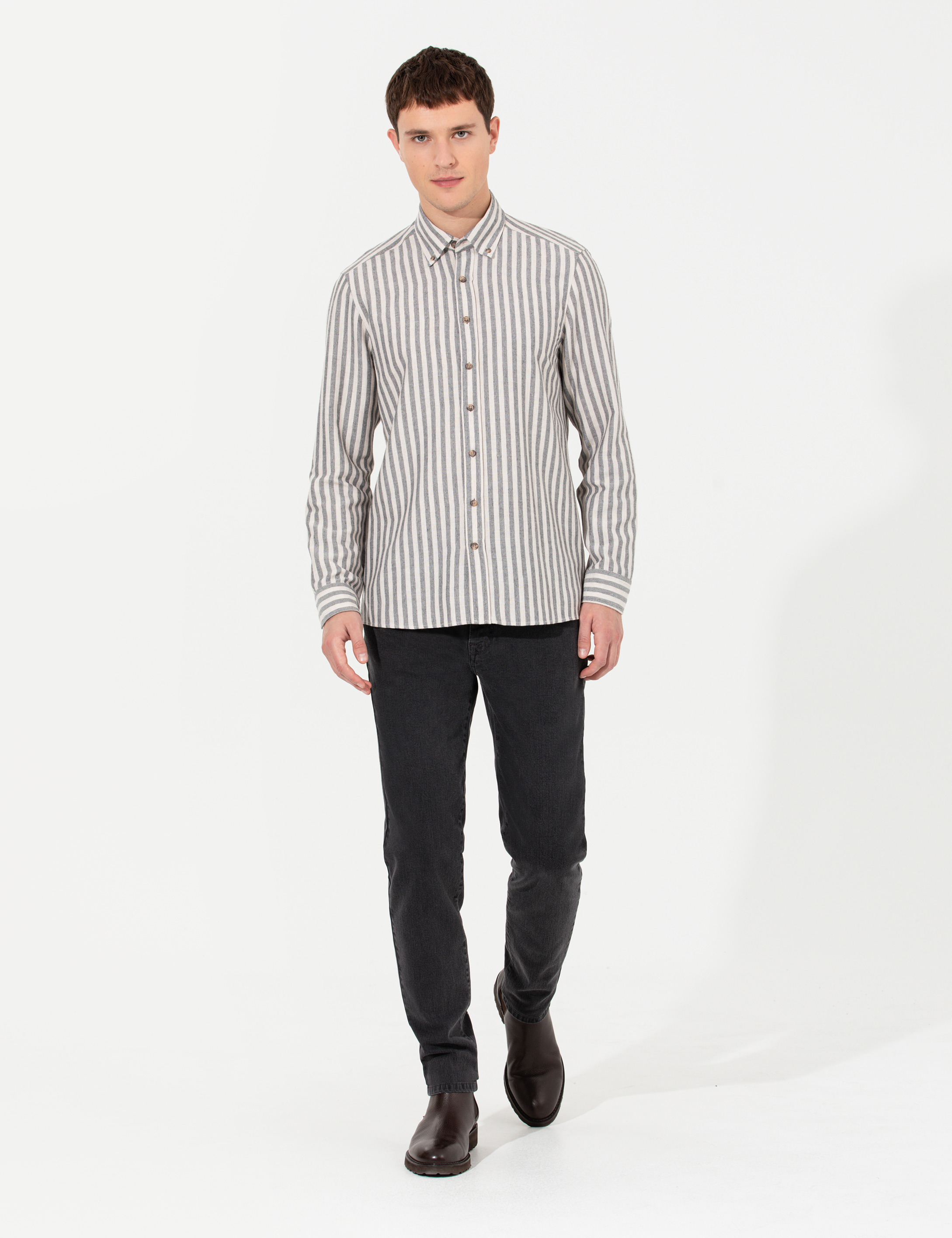 Antrasit Slim Fit Jean Pantolon