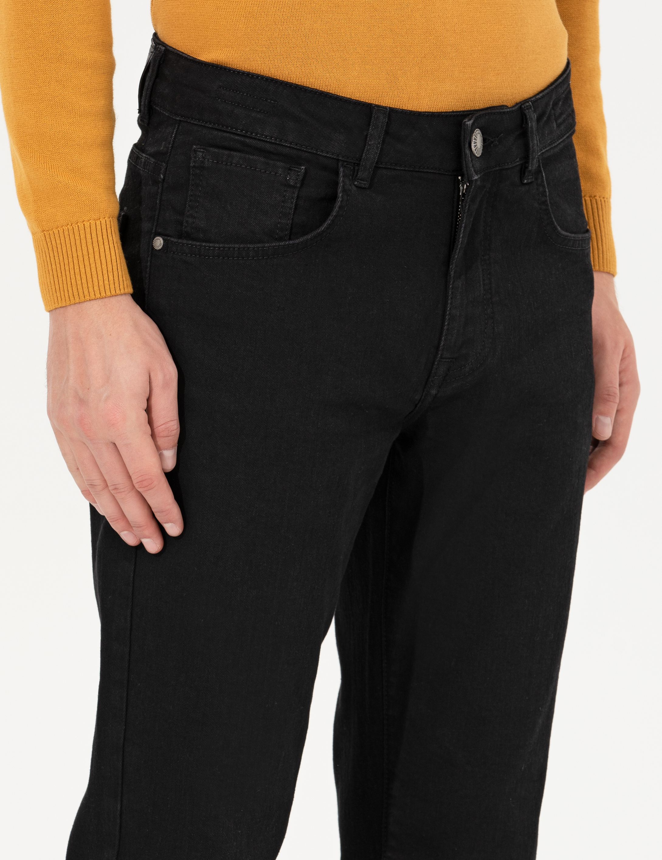 Siyah Straight Fit Jean Pantolon - Image 6