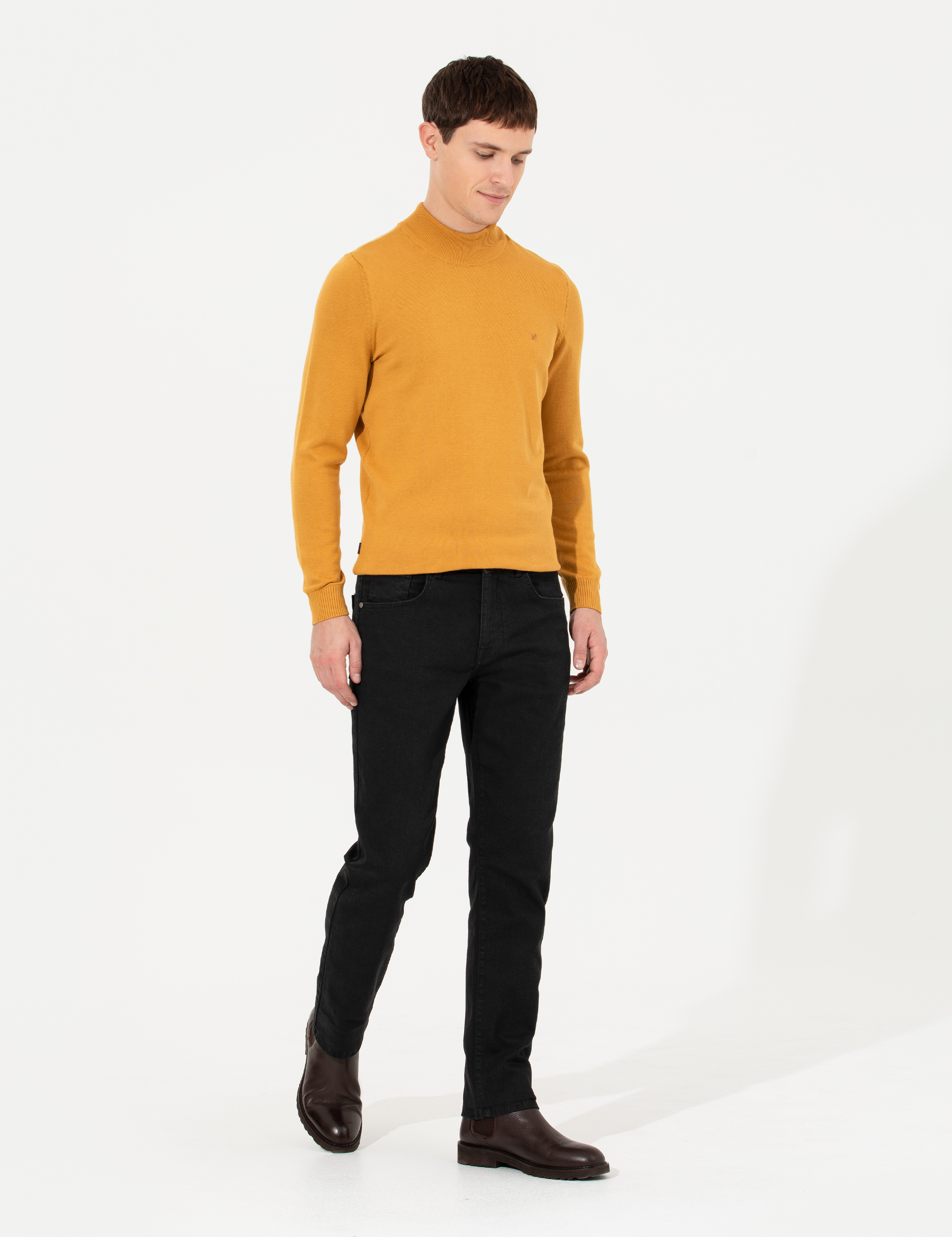 Siyah Straight Fit Jean Pantolon - Image 3
