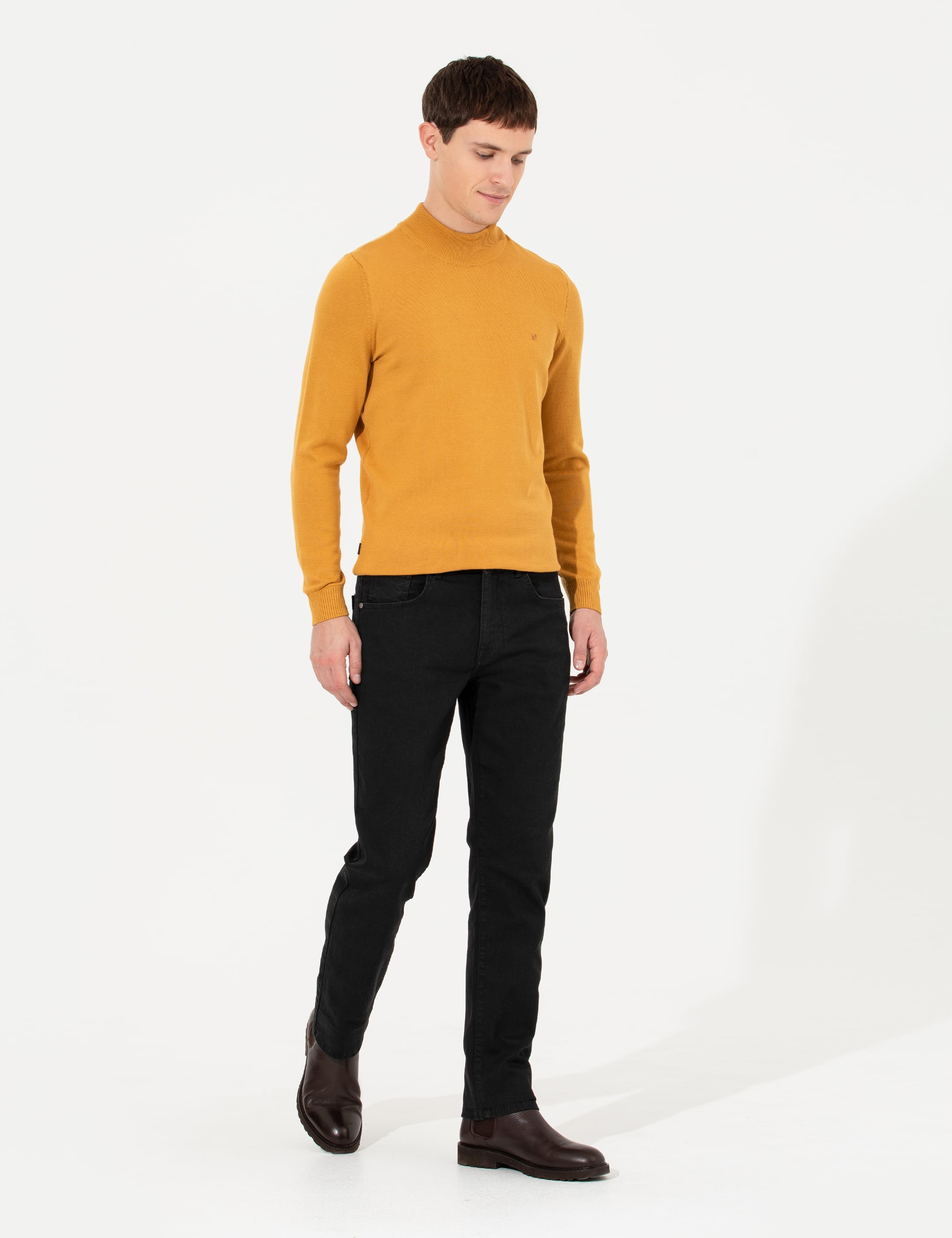 Siyah Straight Fit Jean Pantolon