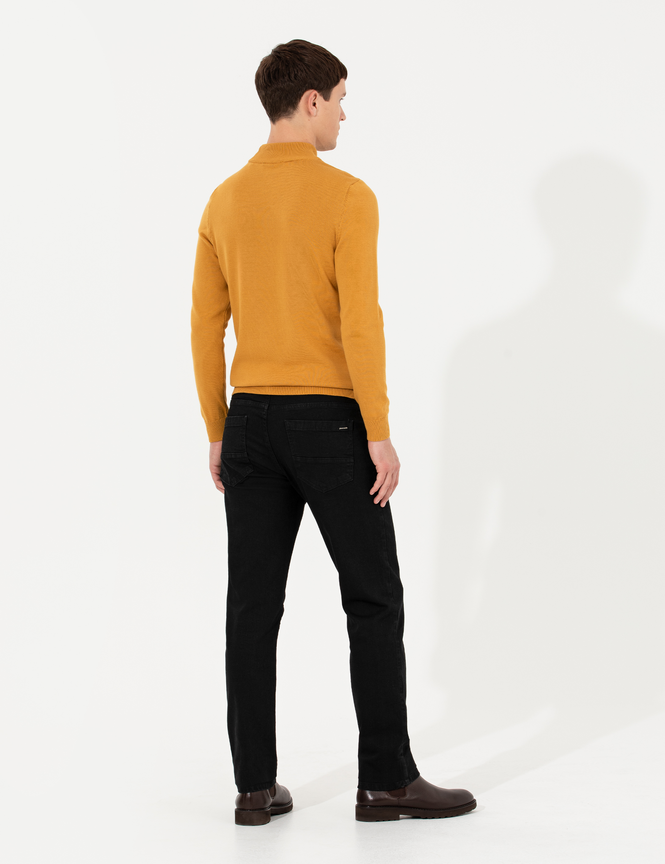 Siyah Straight Fit Jean Pantolon - Image 4