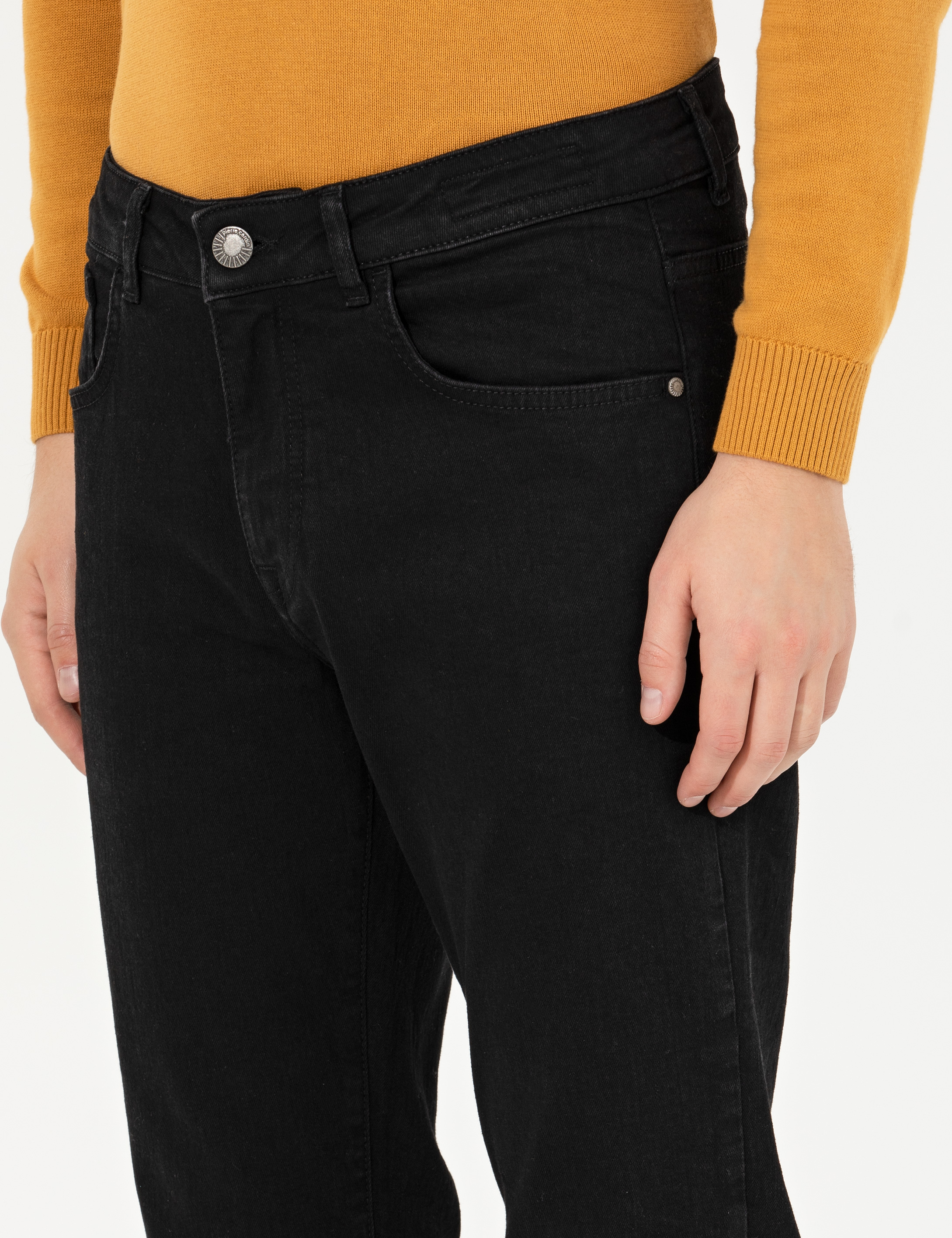 Siyah Straight Fit Jean Pantolon - Image 5