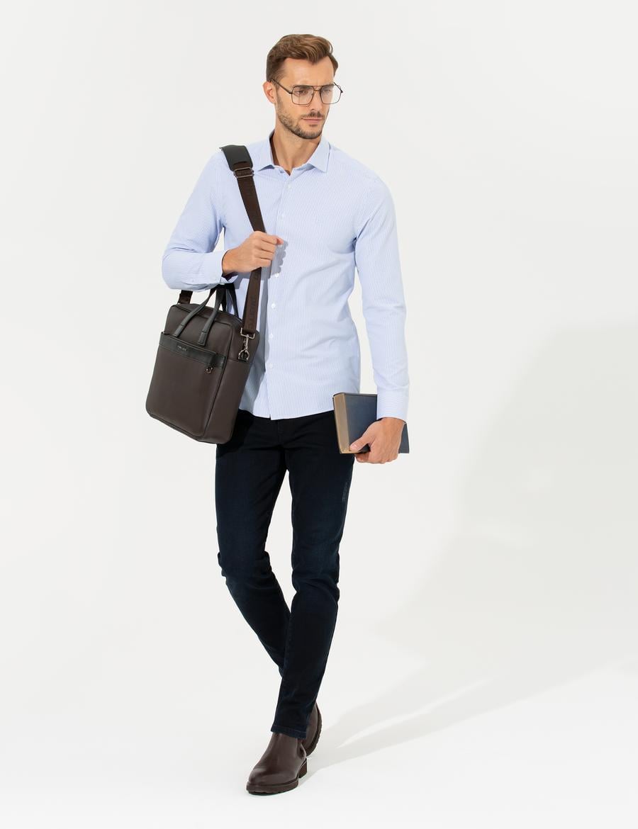 Açık Mavi Slim Fit Uzun Kollu Gömlek