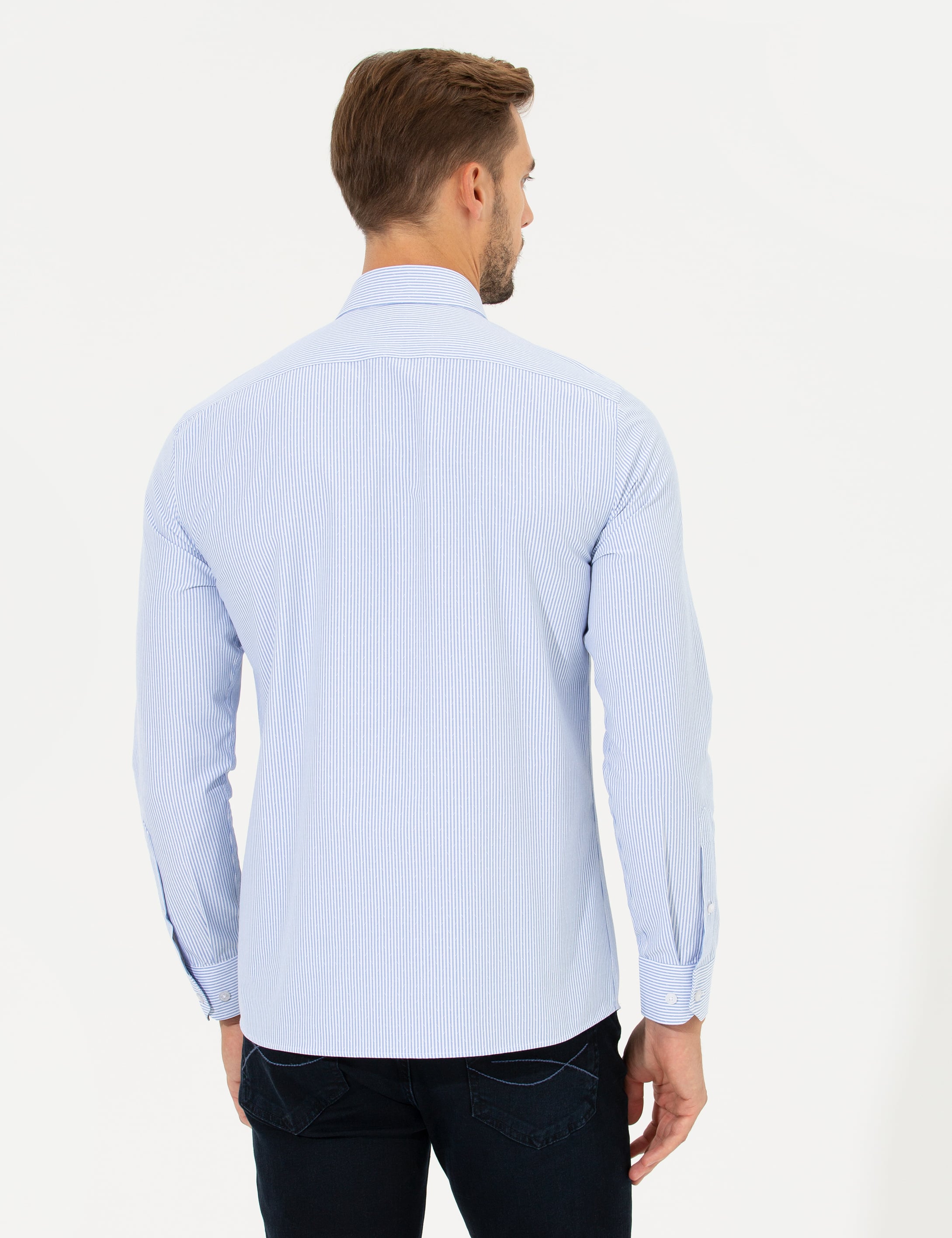 Pierre Cardin Açık Mavi Slim Fit Uzun Kollu Gömlek görsel 5