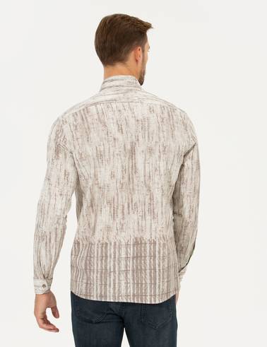 Bej Slim Fit Uzun Kollu Gömlek