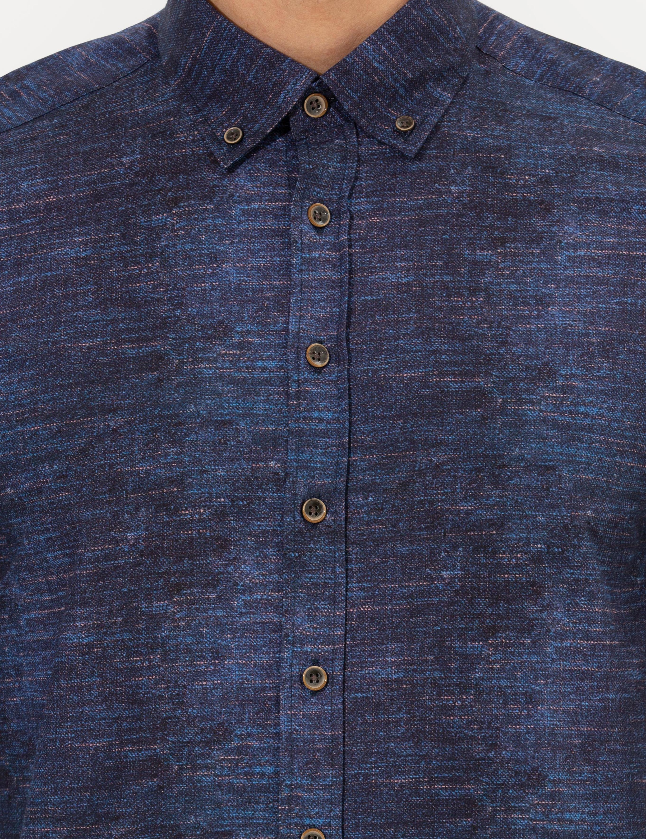 Lacivert Slim Fit Uzun Kollu Gömlek