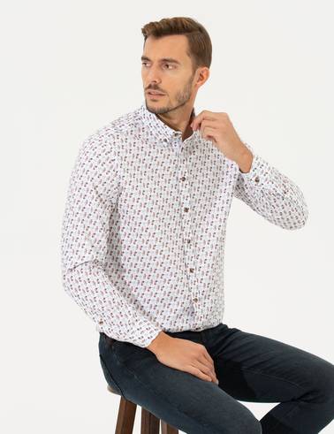 Beyaz Regular Fit Uzun Kollu Gömlek