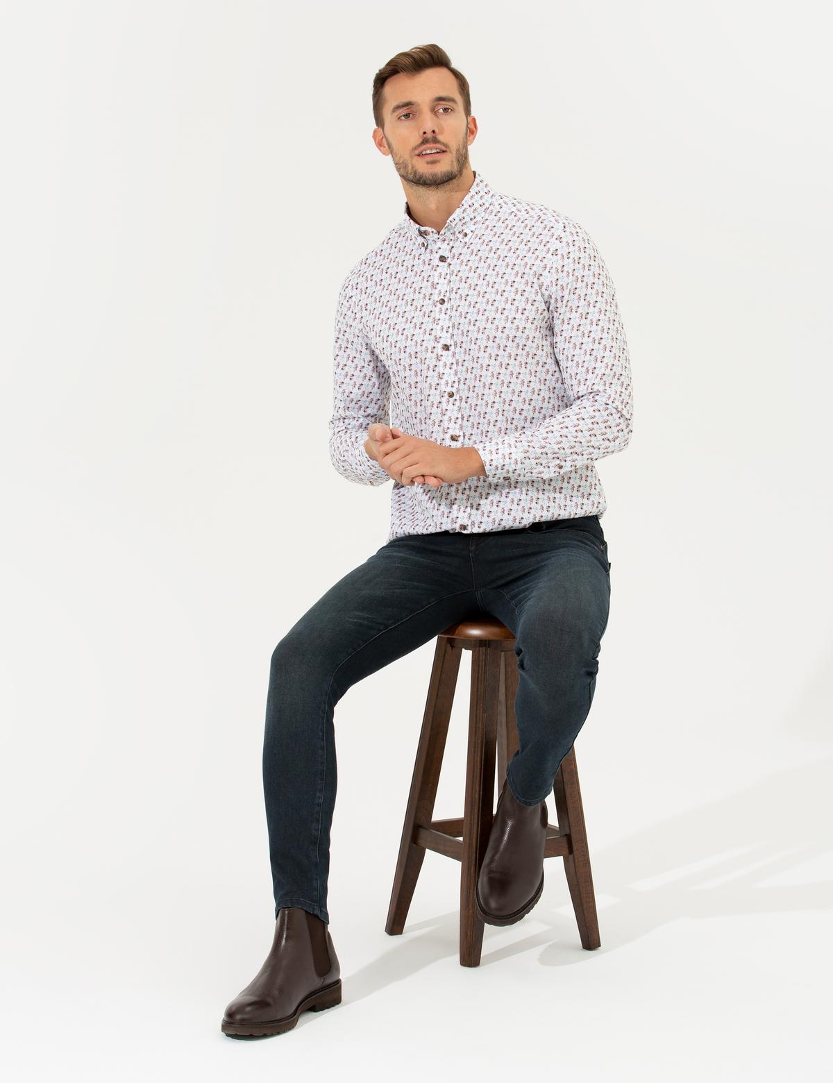 Beyaz Regular Fit Uzun Kollu Gömlek - 50265765016