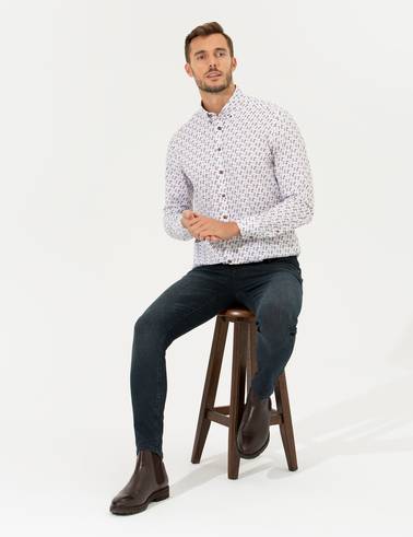Beyaz Regular Fit Uzun Kollu Gömlek