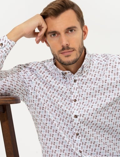 Beyaz Regular Fit Uzun Kollu Gömlek