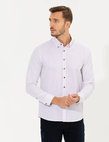 Bordo Slim Fit Uzun Kollu Gömlek