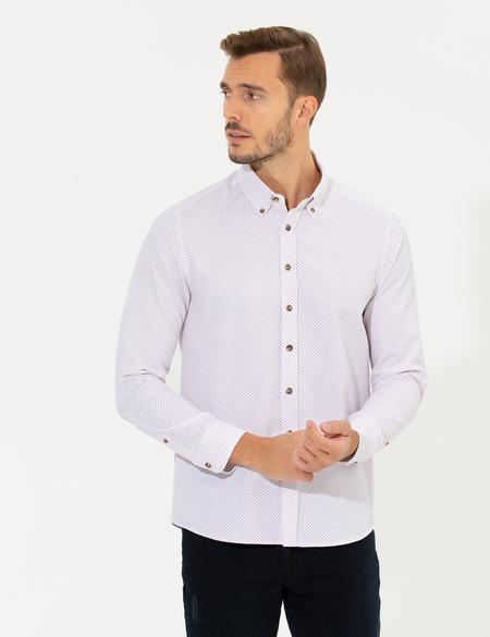 Bordo Slim Fit Uzun Kollu Gömlek - 50266529009