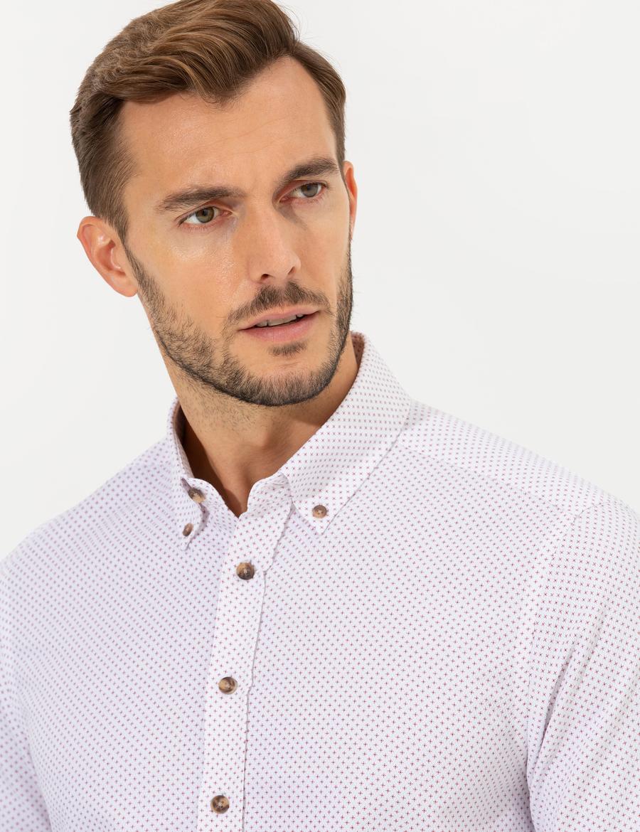 Bordo Slim Fit Uzun Kollu Gömlek