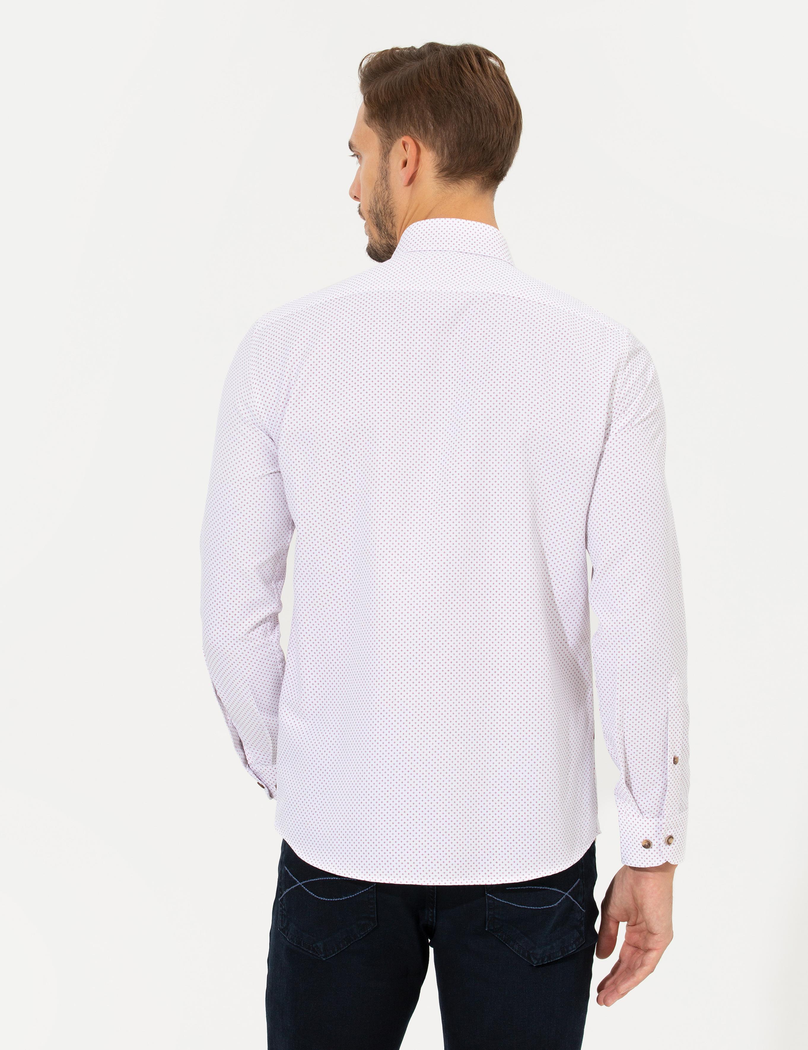 Bordo Slim Fit Uzun Kollu Gömlek