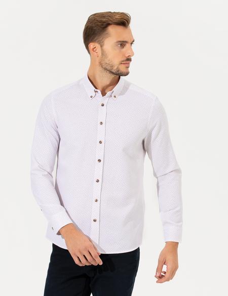 Bordo Slim Fit Uzun Kollu Gömlek - 50266529009
