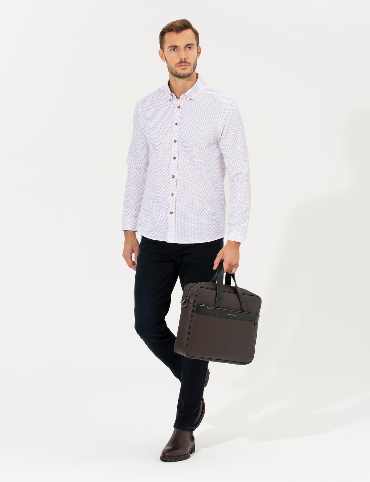 Bordo Slim Fit Uzun Kollu Gömlek - 50266529009