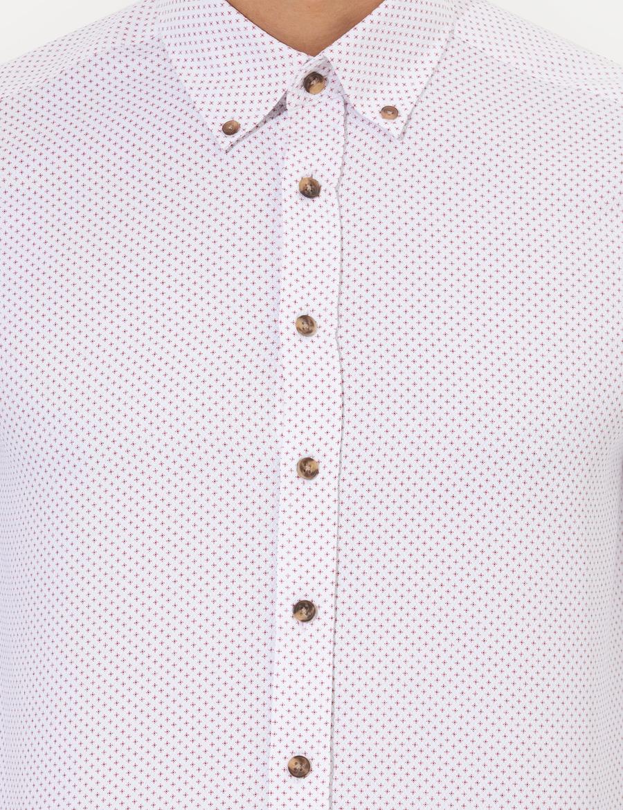 Bordo Slim Fit Uzun Kollu Gömlek