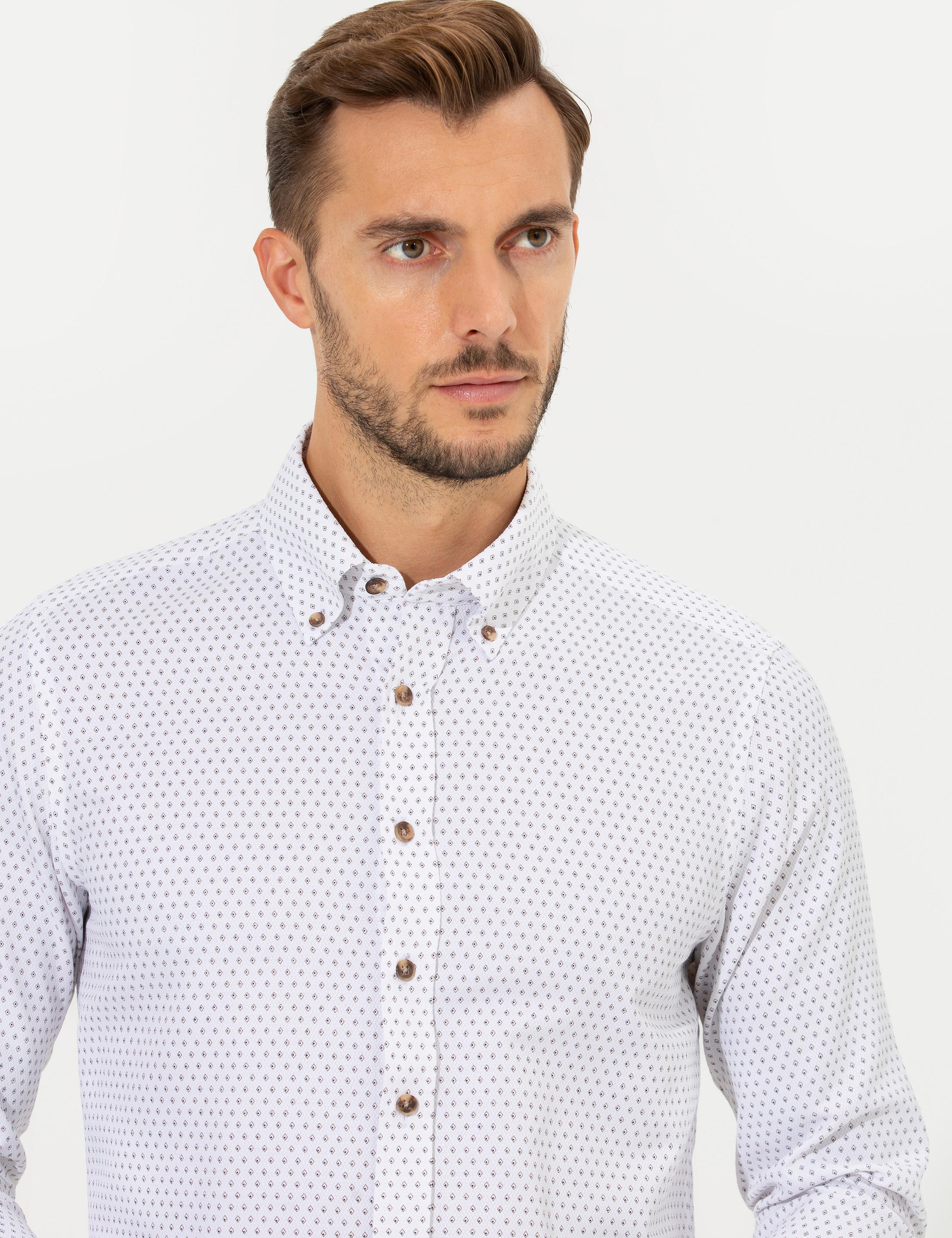 Beyaz Slim Fit Uzun Kollu Gömlek