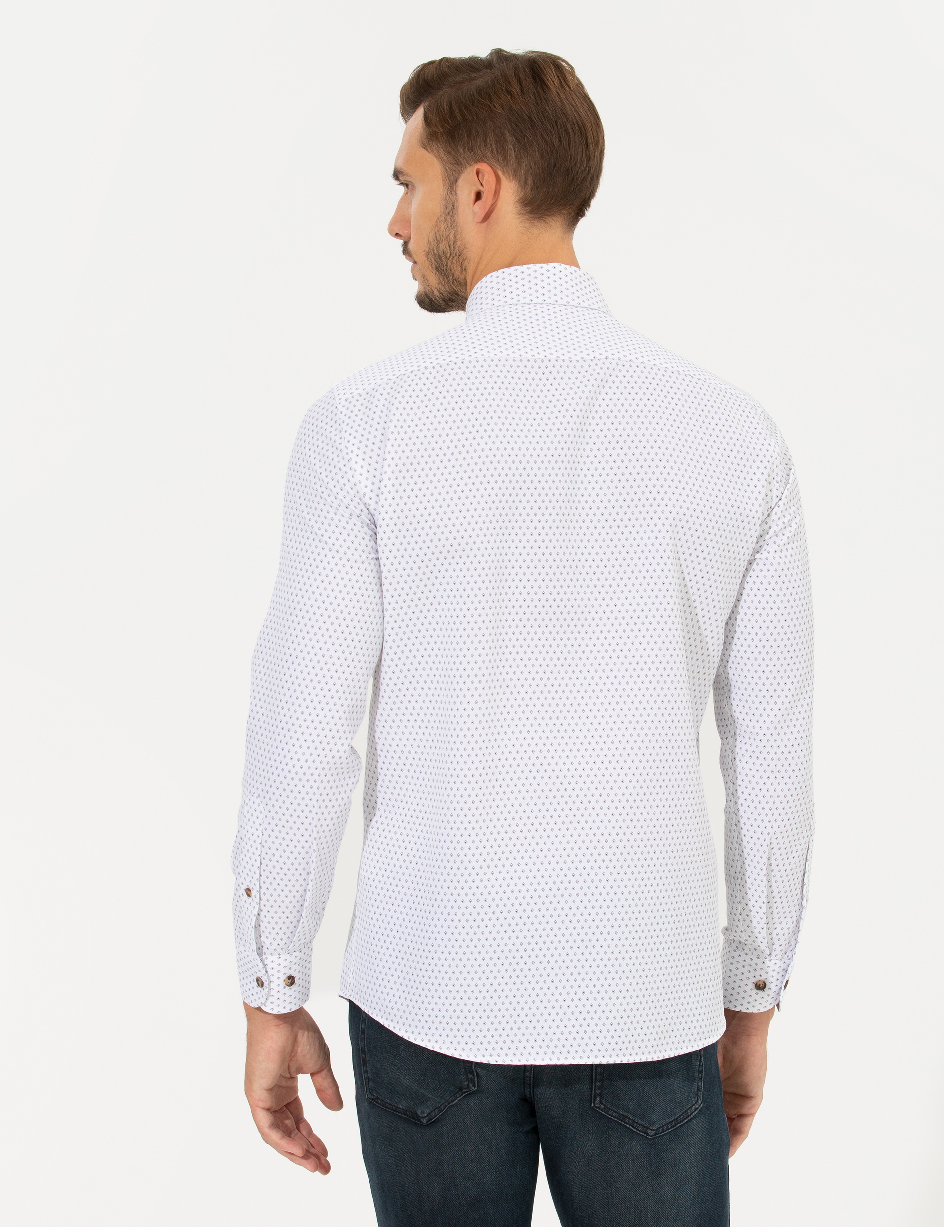 Beyaz Slim Fit Uzun Kollu Gömlek - Image 5