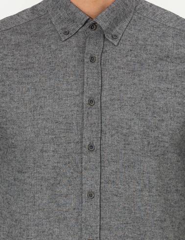 Gri Slim Fit Uzun Kollu Gömlek