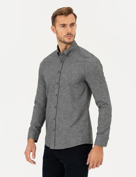 Gri Slim Fit Uzun Kollu Gömlek - 50259500097