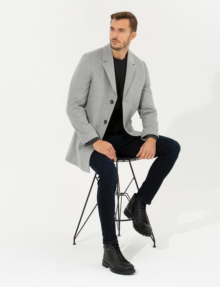 Açık Gri Ex. Slim Fit Kaşe Kaban - 50257388011