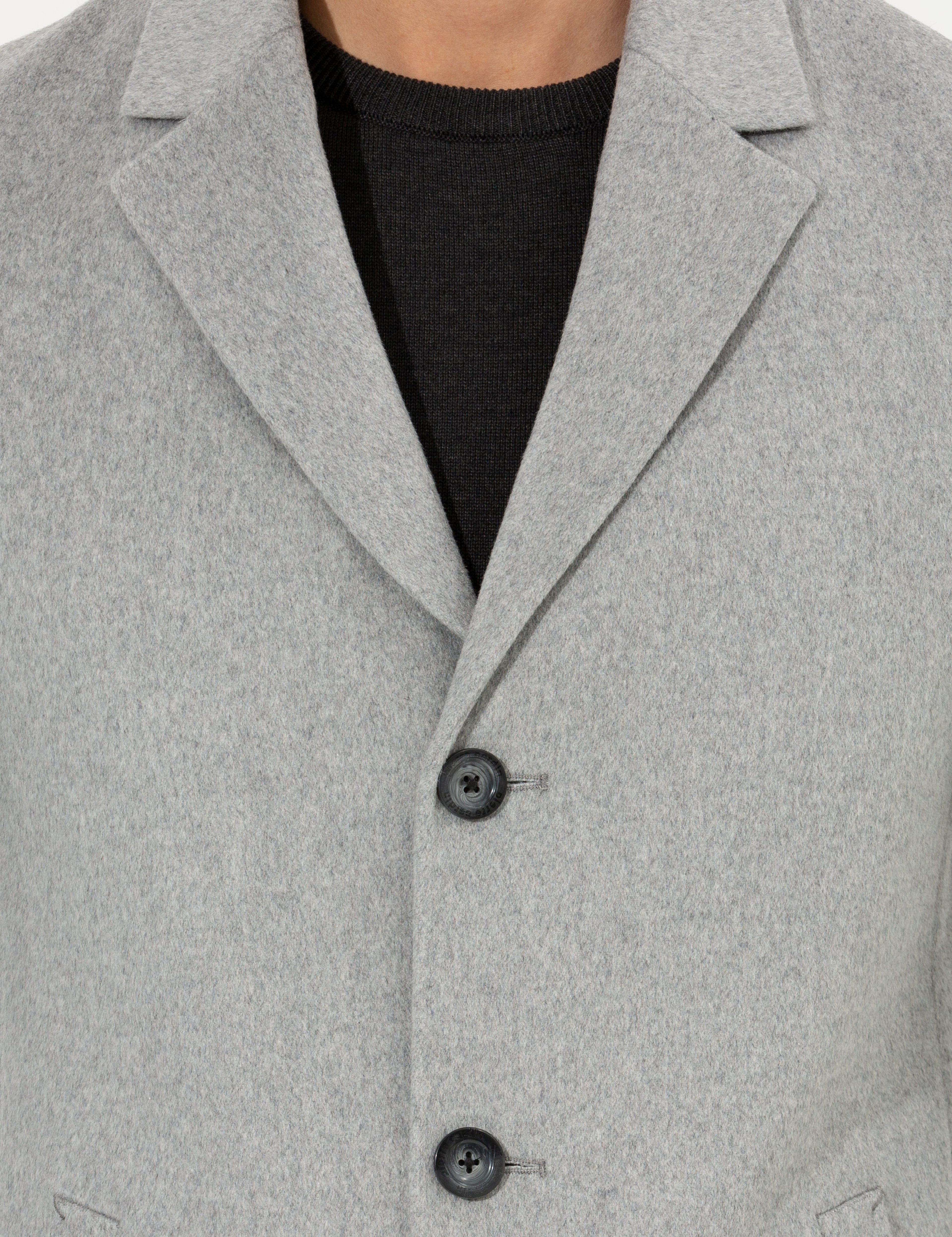 Açık Gri Ex. Slim Fit Kaşe Kaban - Image 6