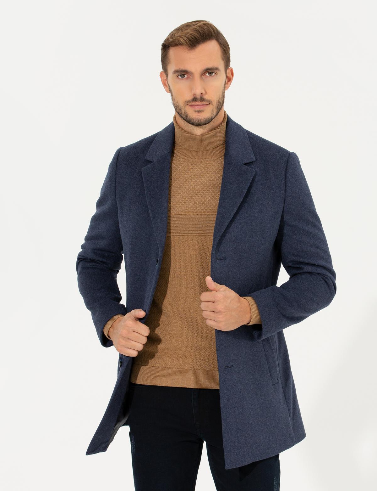 İndigo Ex. Slim Fit Kaşe Kaban