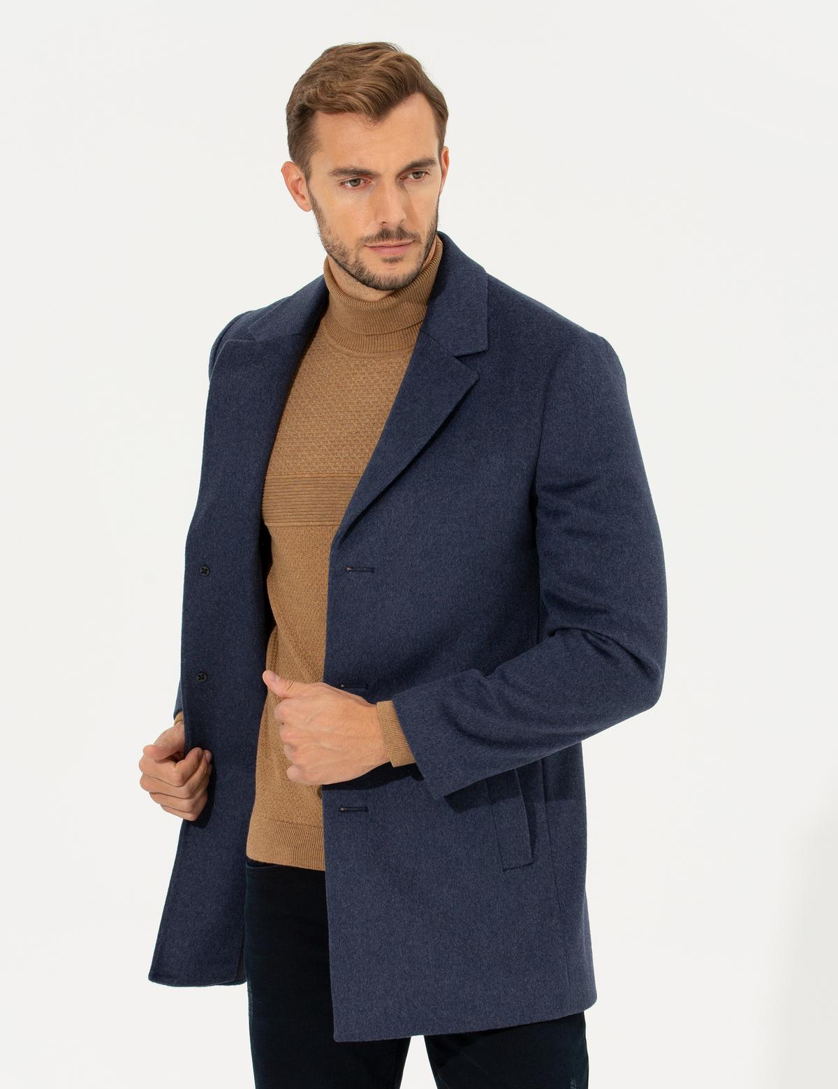 İndigo Ex. Slim Fit Kaşe Kaban - 50257388031