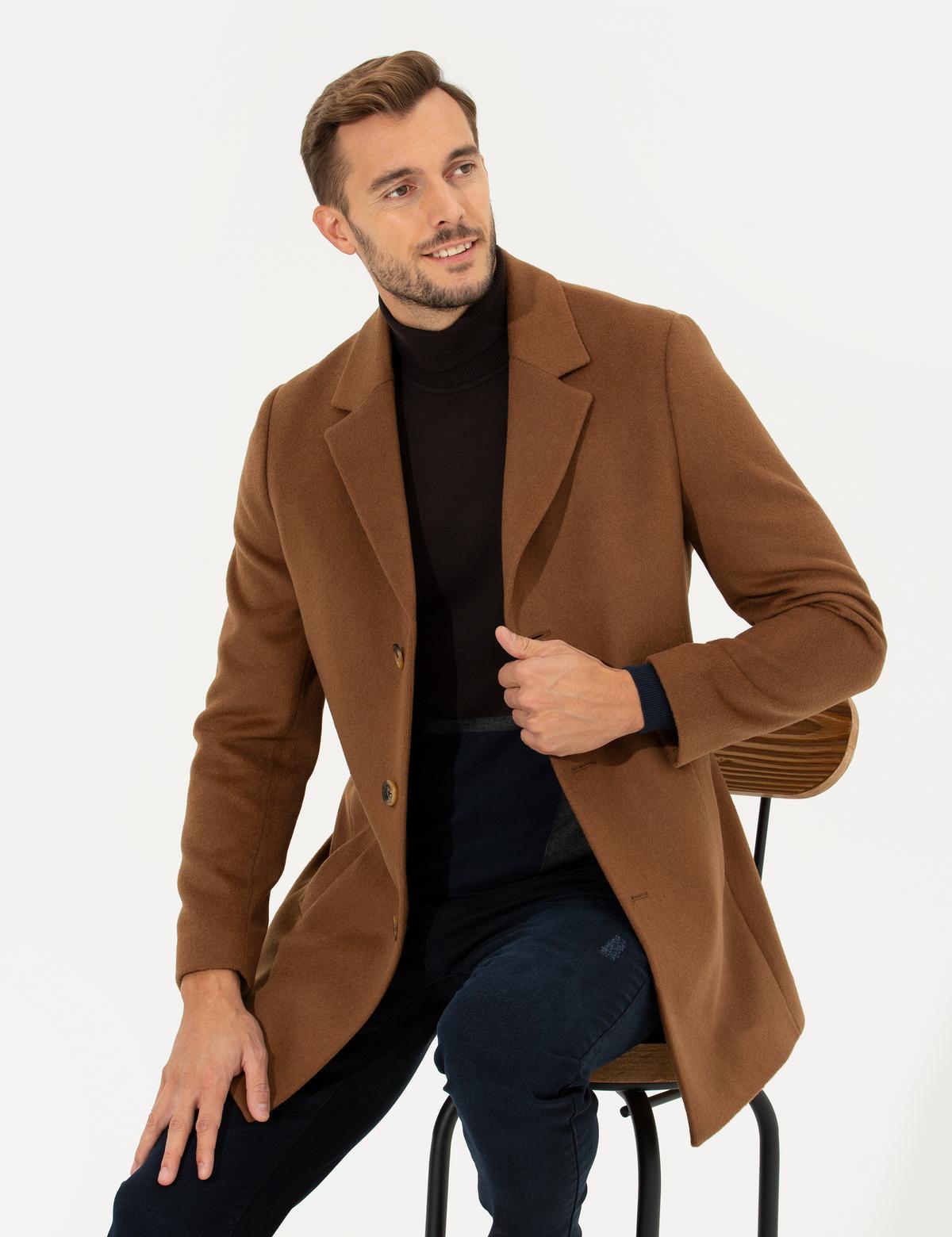 Camel Ex. Slim Fit Kaşe Kaban