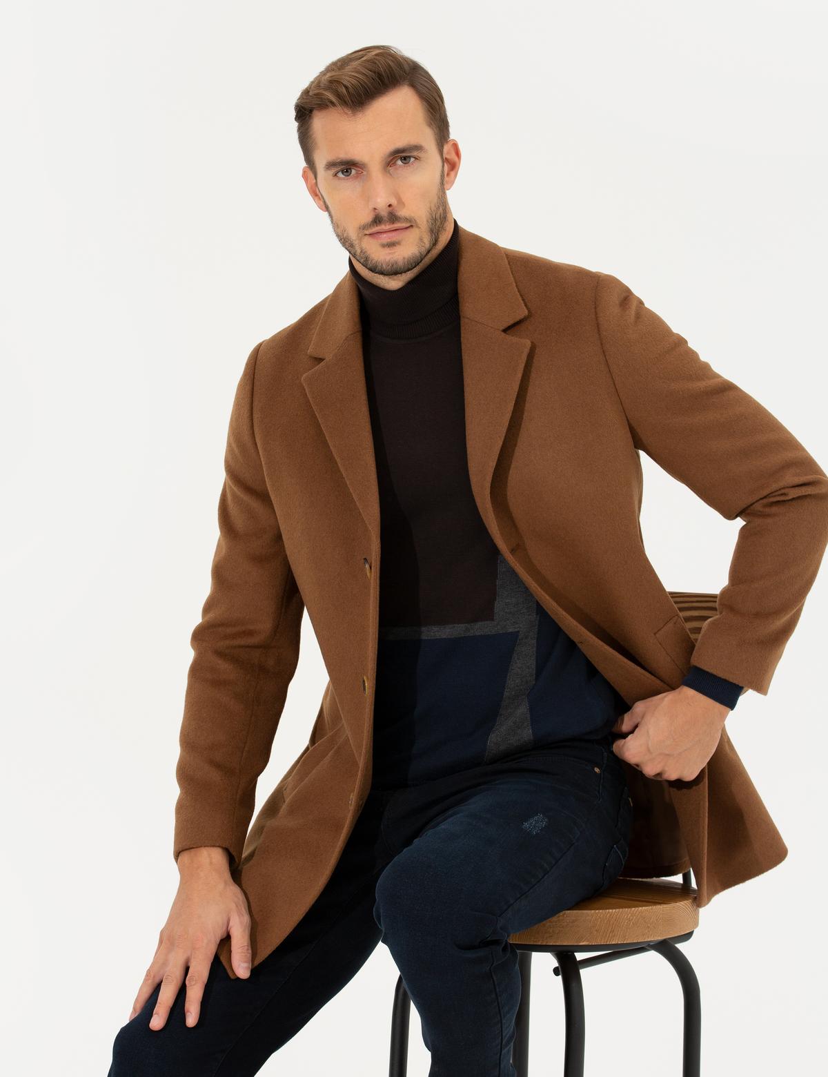 Camel Ex. Slim Fit Kaşe Kaban - 50257388041