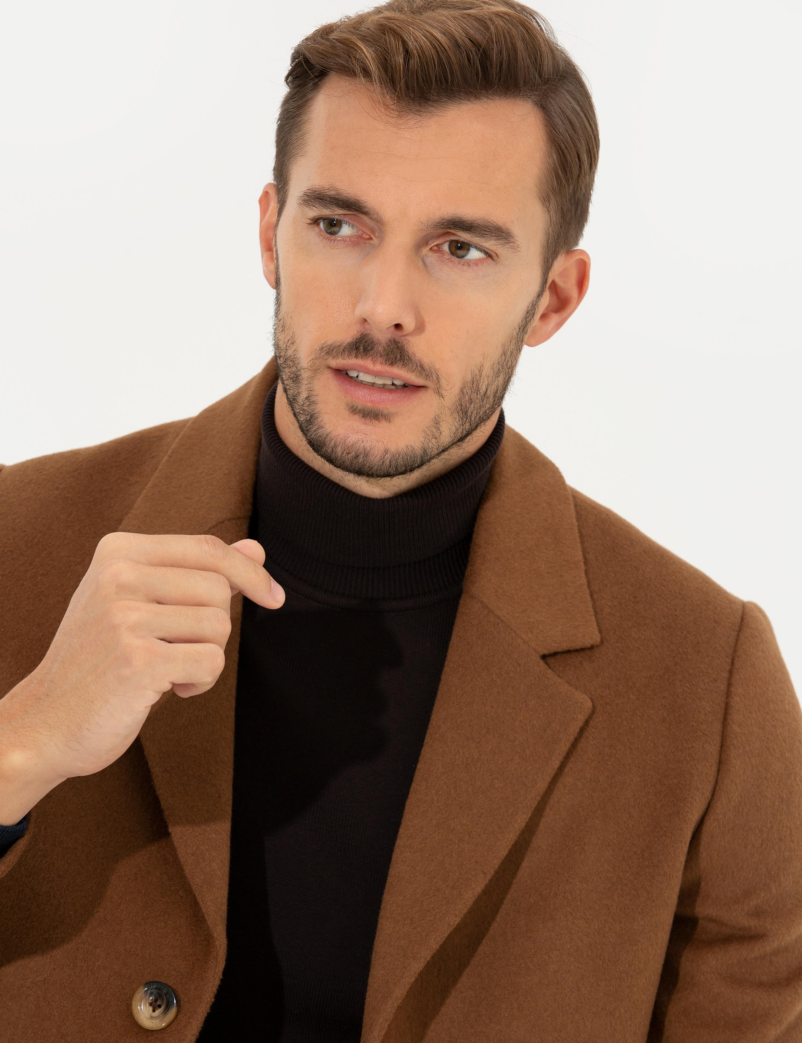 Camel Ex. Slim Fit Kaşe Kaban