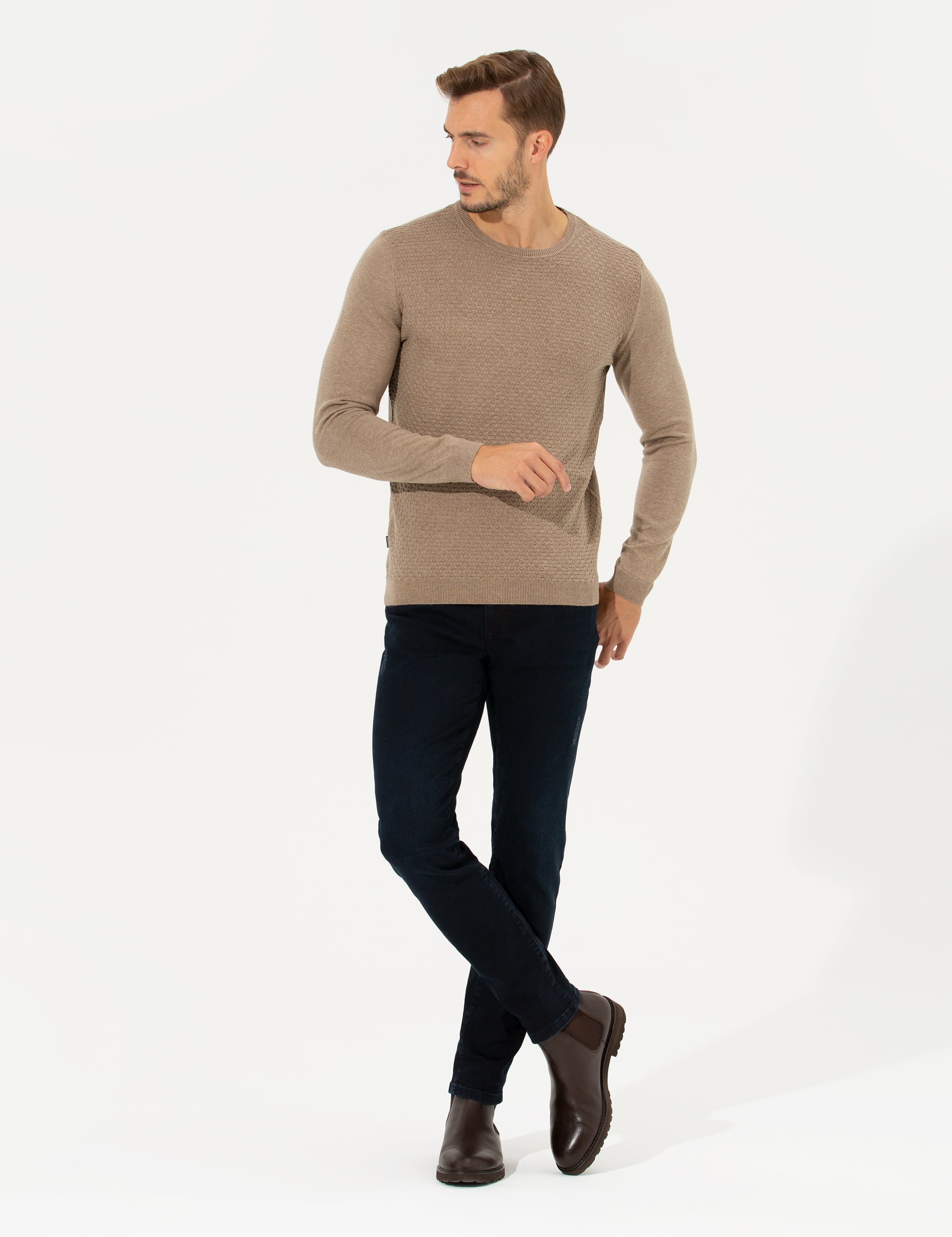 Vizon Slim Fit Bisiklet Yaka Triko Kazak - Image 4