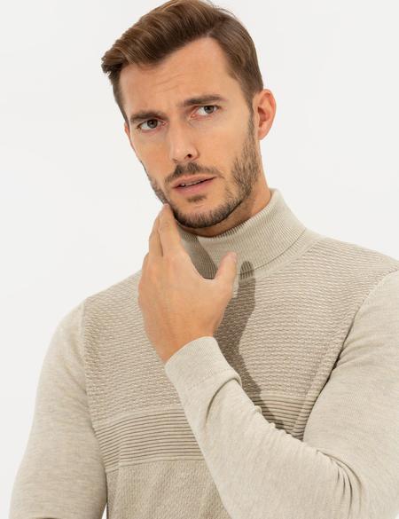 Kum Melanj Slim Fit Balıkçı Yaka Triko Kazak - 50265422038