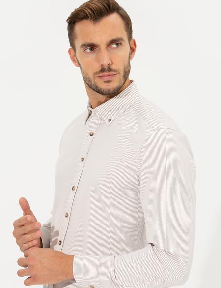 Bej Slim Fit Uzun Kollu Gömlek - 50262722008