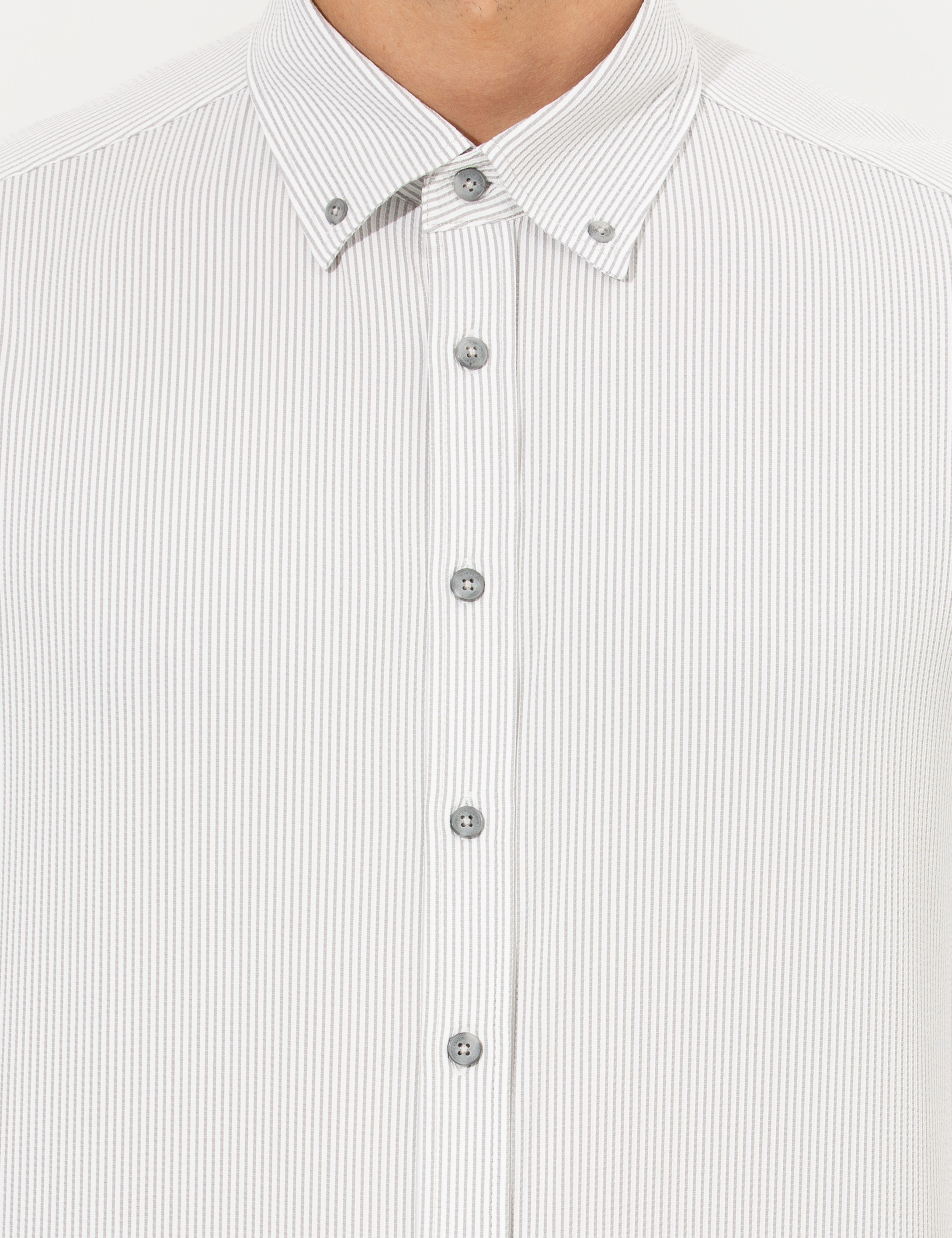 Pierre Cardin Açık Gri Slim Fit Uzun Kollu Gömlek görsel 6