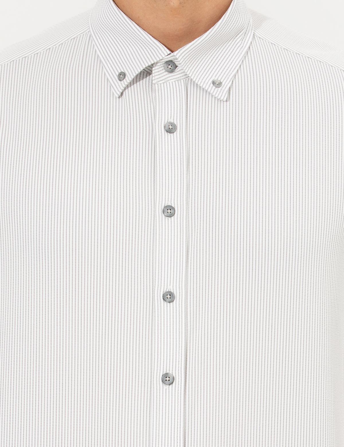 Açık Gri Slim Fit Uzun Kollu Gömlek - 50262722016