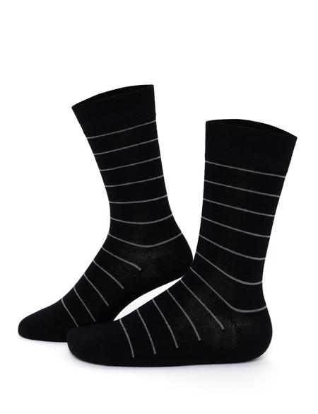 Erkek Bambu Karışımlı Siyah Soket Desenli Çorap - 50267605001