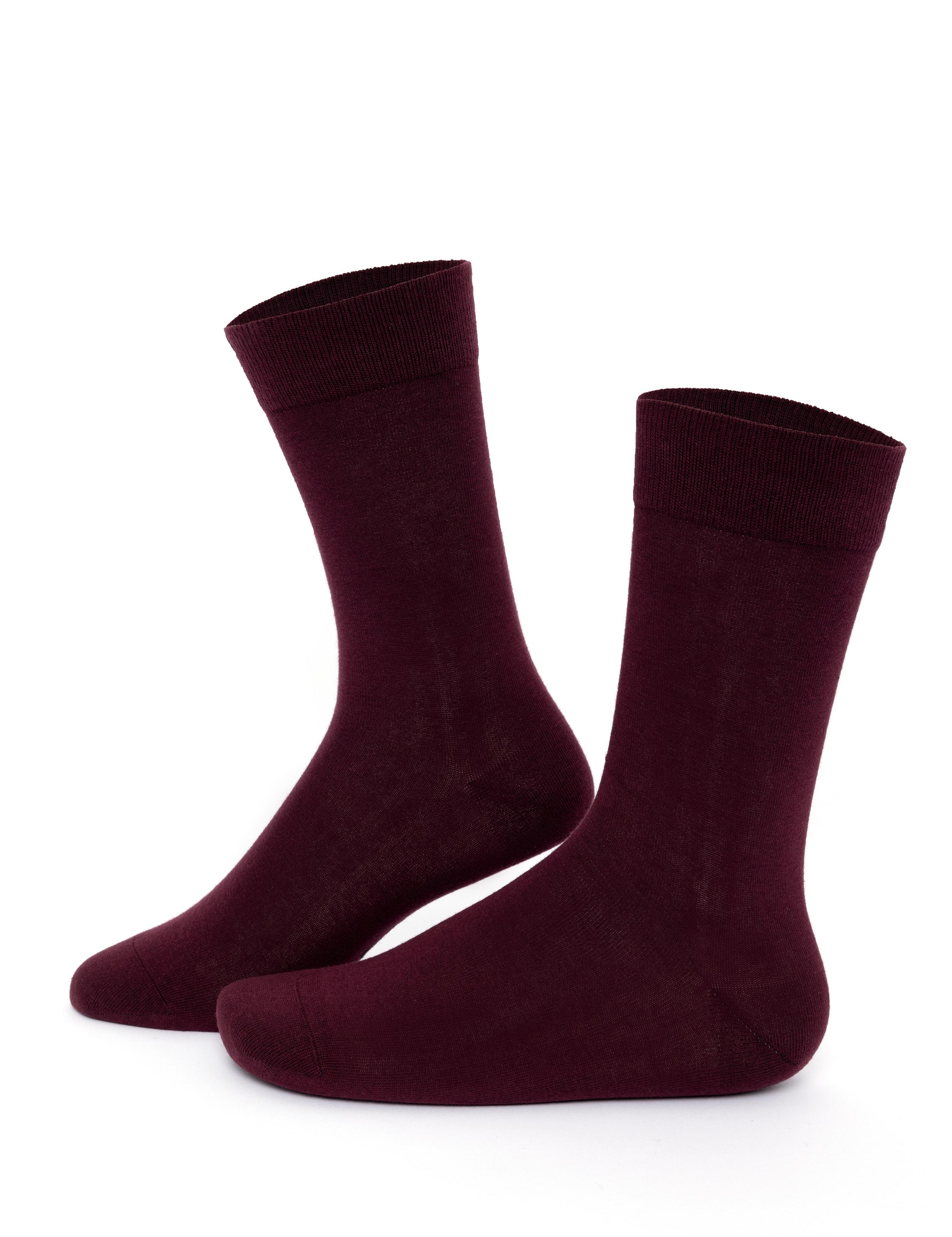 Erkek Pamuk Karışımlı Bordo Soket Basic Çorap