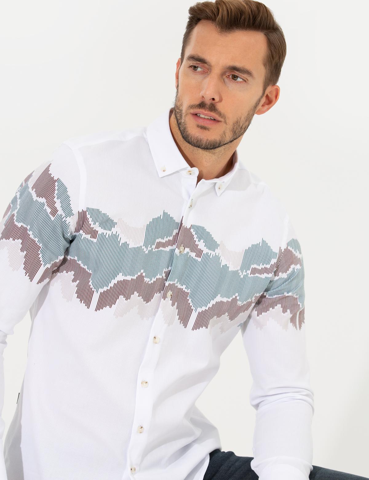 Yeşil Slim Fit Uzun Kollu Gömlek