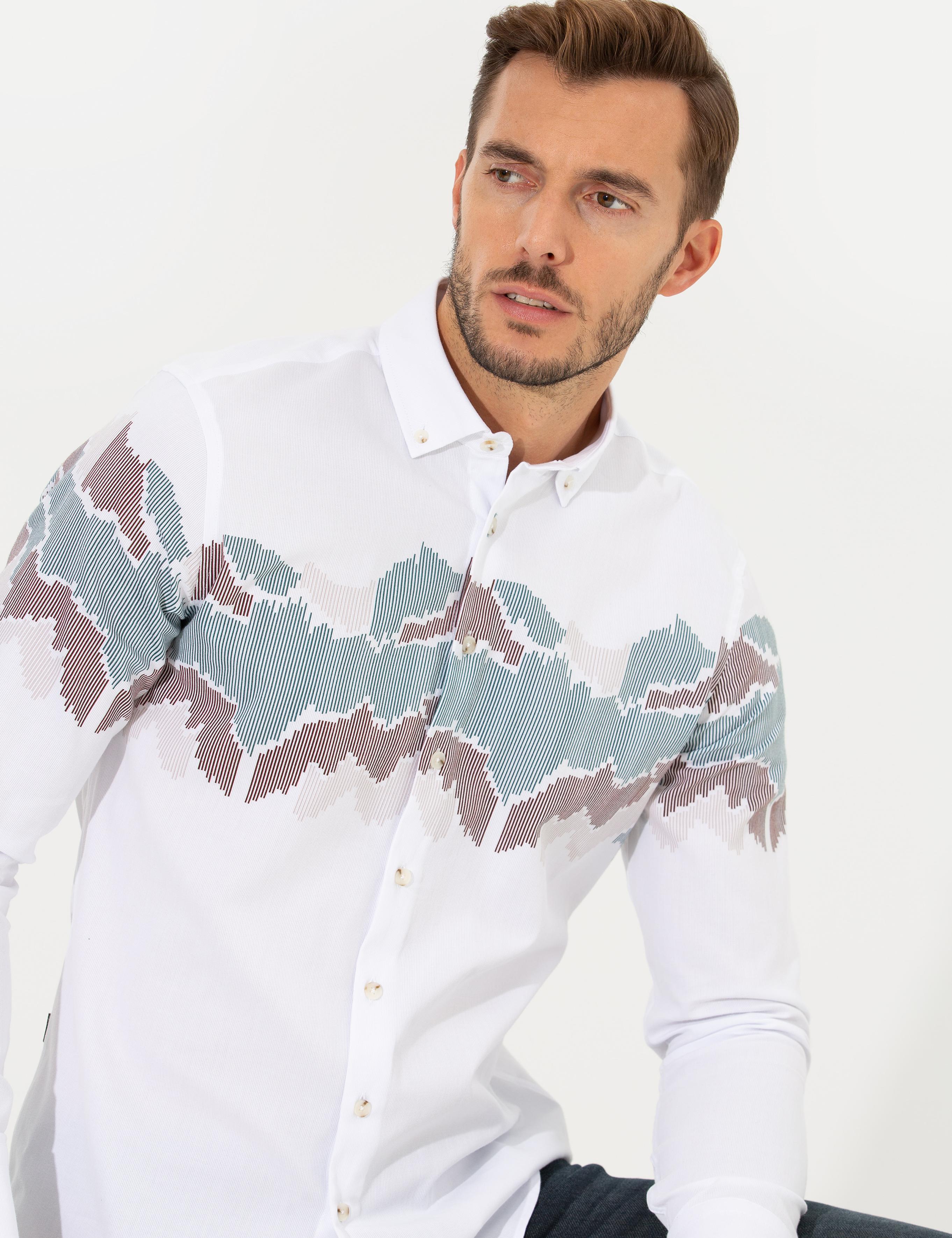 Yeşil Slim Fit Uzun Kollu Gömlek