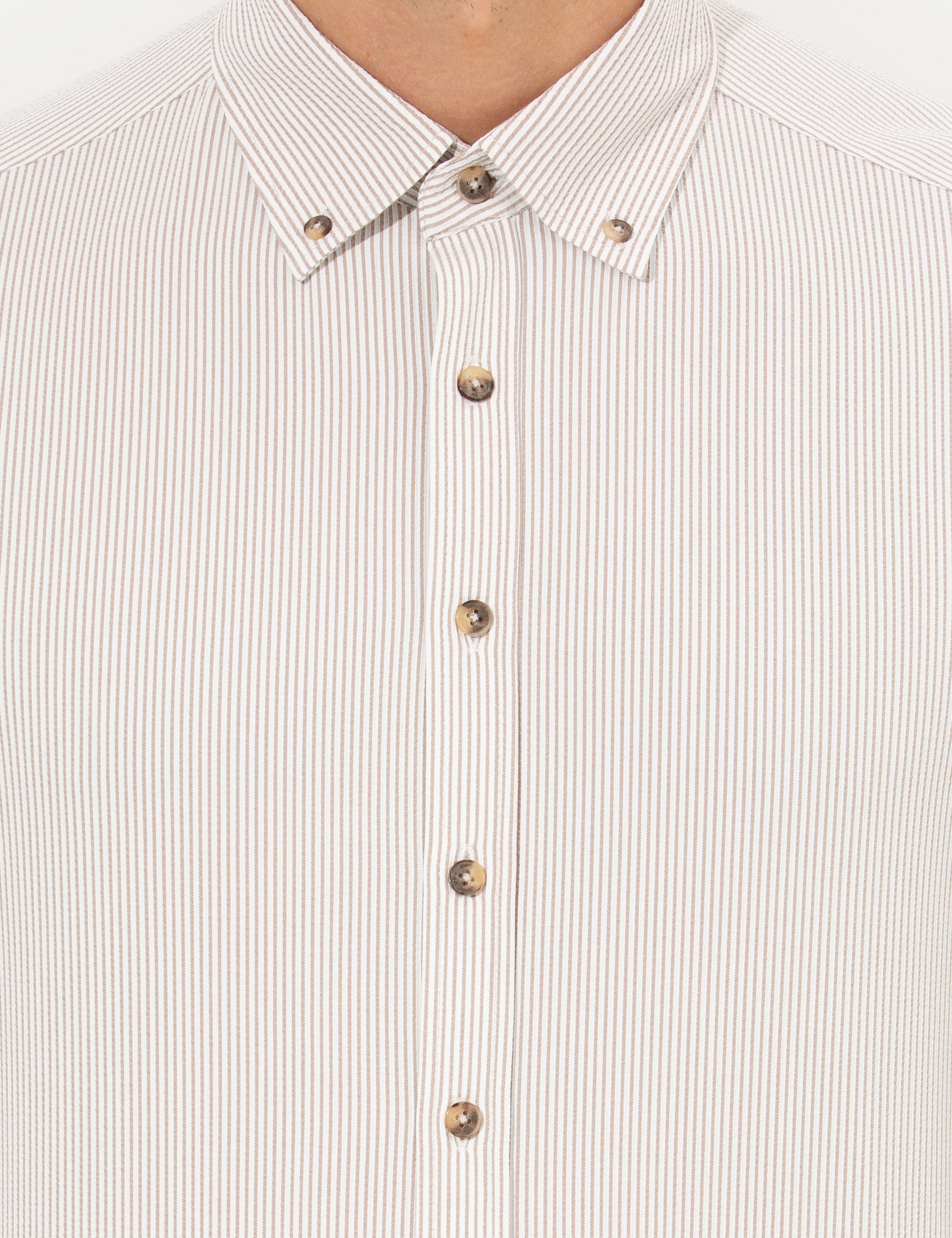 Bej Slim Fit Uzun Kollu Gömlek - Image 6