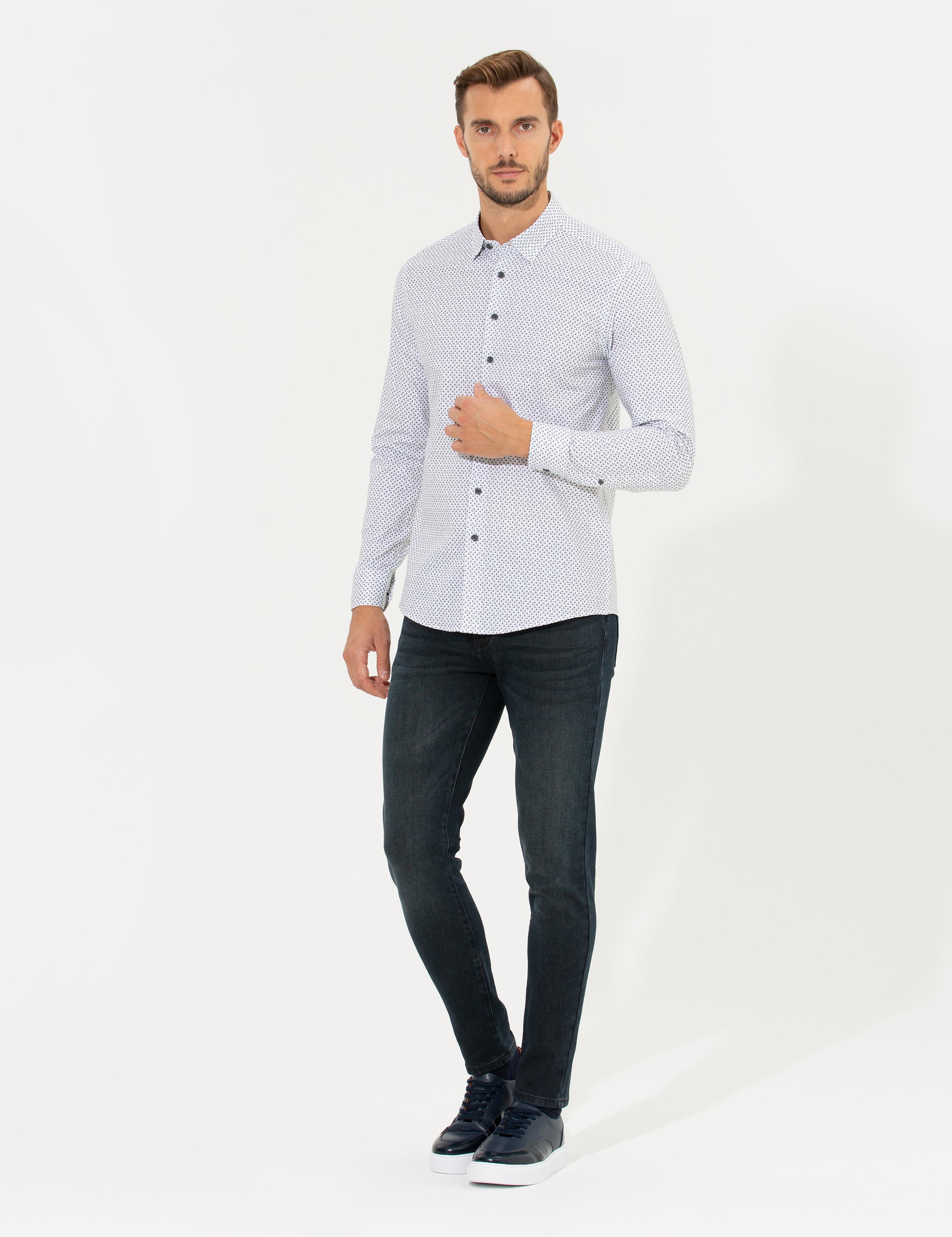 Yeşil Slim Fit Uzun Kollu Gömlek