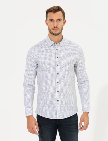 Yeşil Slim Fit Uzun Kollu Gömlek