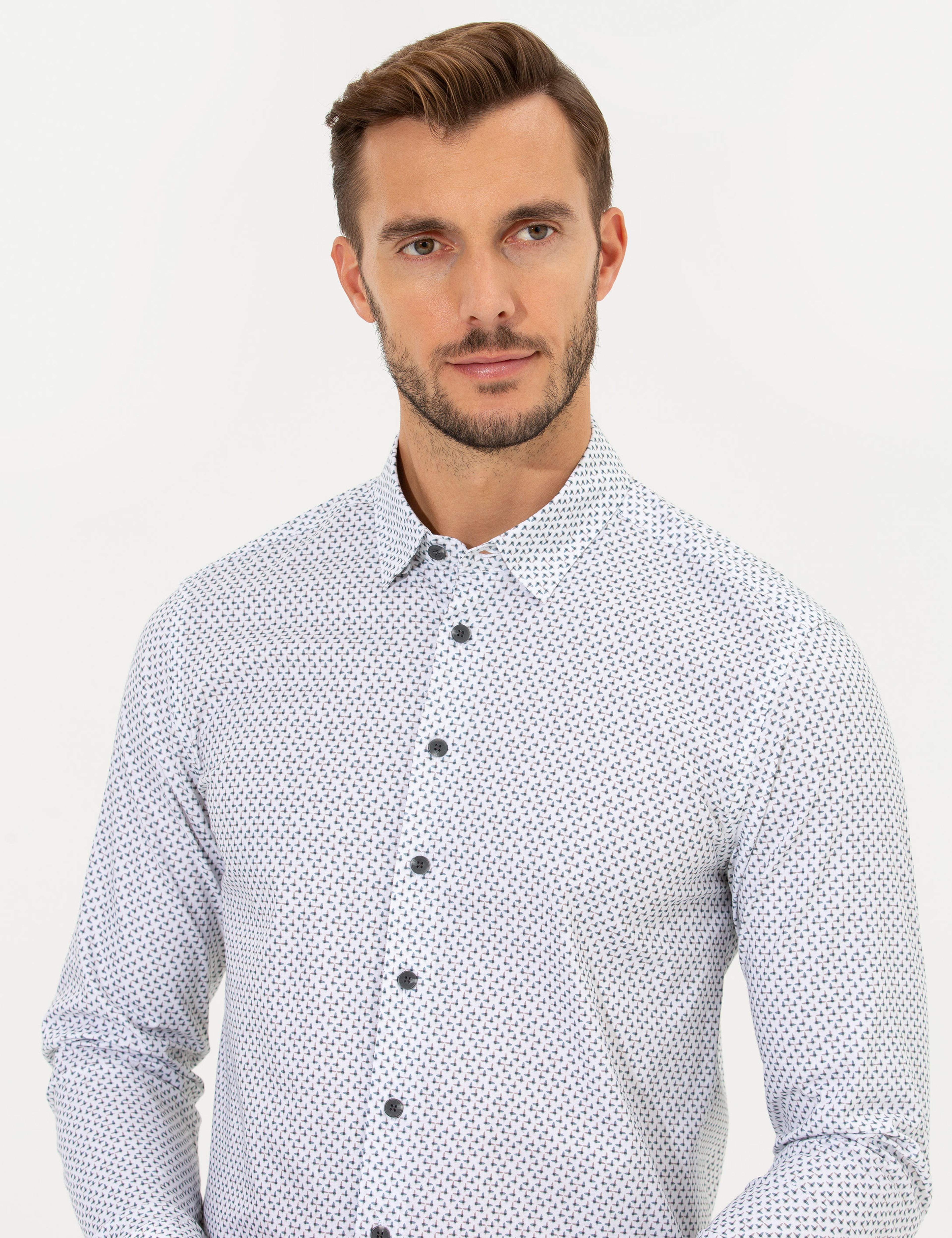 Yeşil Slim Fit Uzun Kollu Gömlek - Image 2