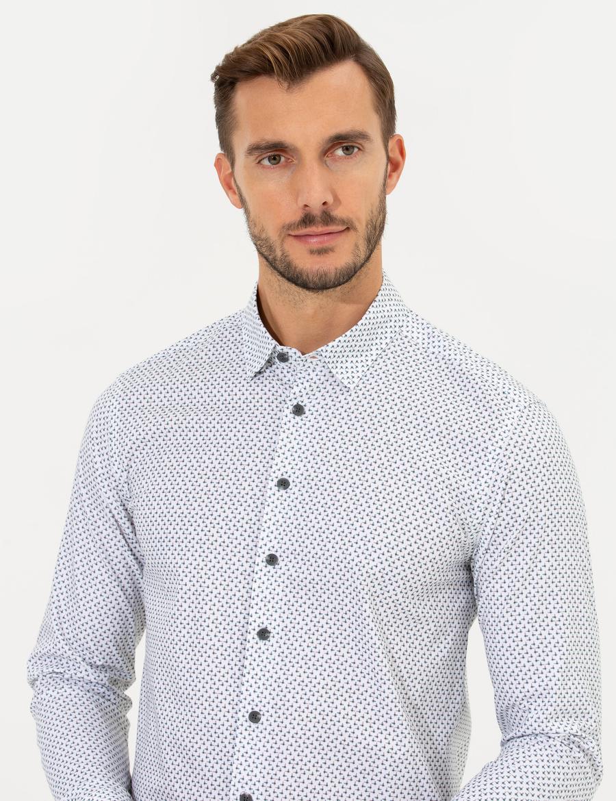 Yeşil Slim Fit Uzun Kollu Gömlek