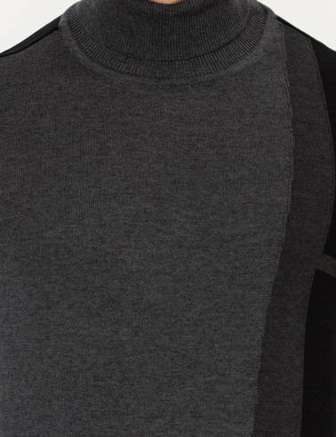 Gri Slim Fit Balıkçı Yaka Triko Kazak