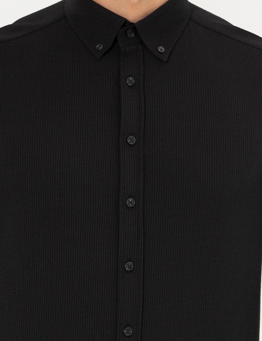 Siyah Slim Fit Uzun Kollu Gömlek