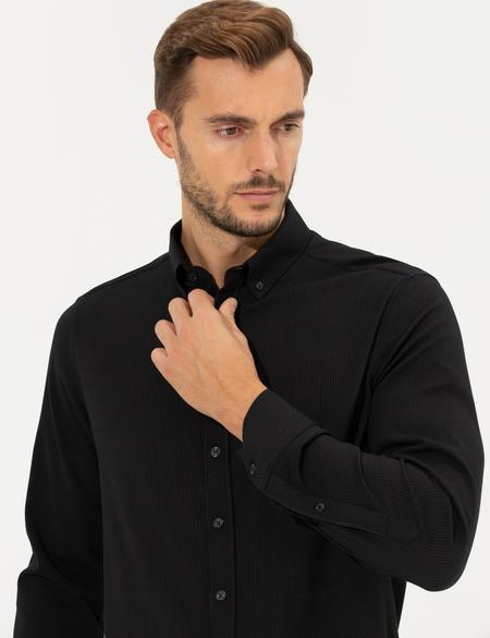Siyah Slim Fit Uzun Kollu Gömlek - 50262722027