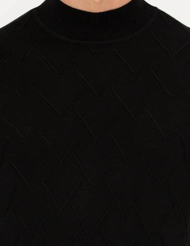 Siyah Slim Fit Balıkçı Yaka Triko Kazak
